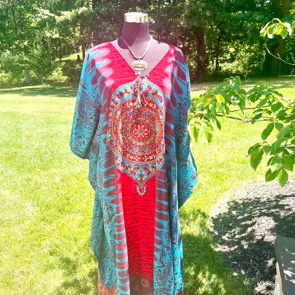 NWT Sante classics kaftan boho hippie cover up one size Moo Moo - Picture 2 of 8